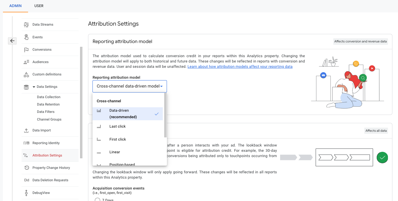 GA4 - Attribution settings