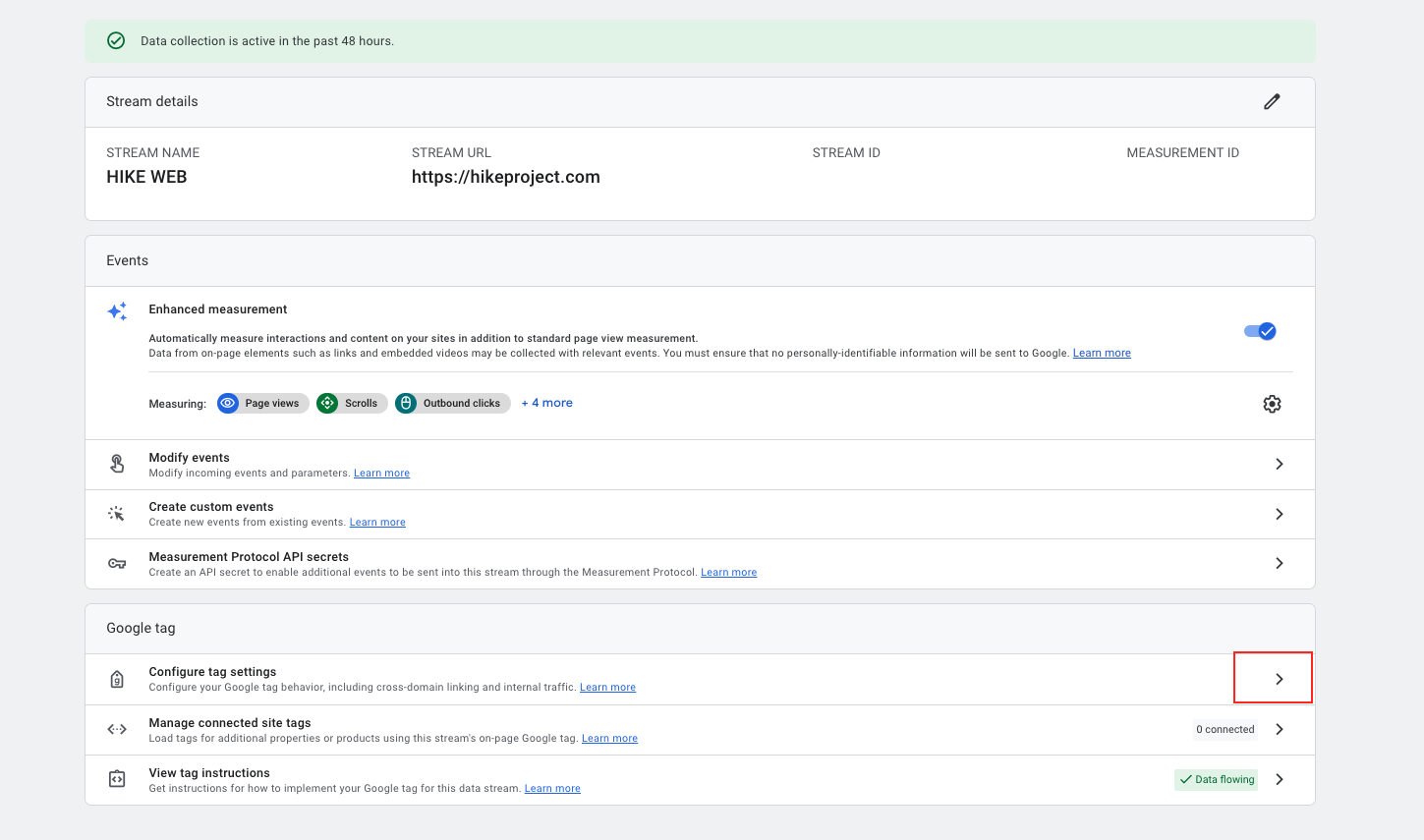 GA4 - Google tag settings