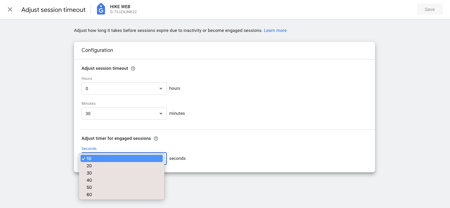 GA4 - Session timeout